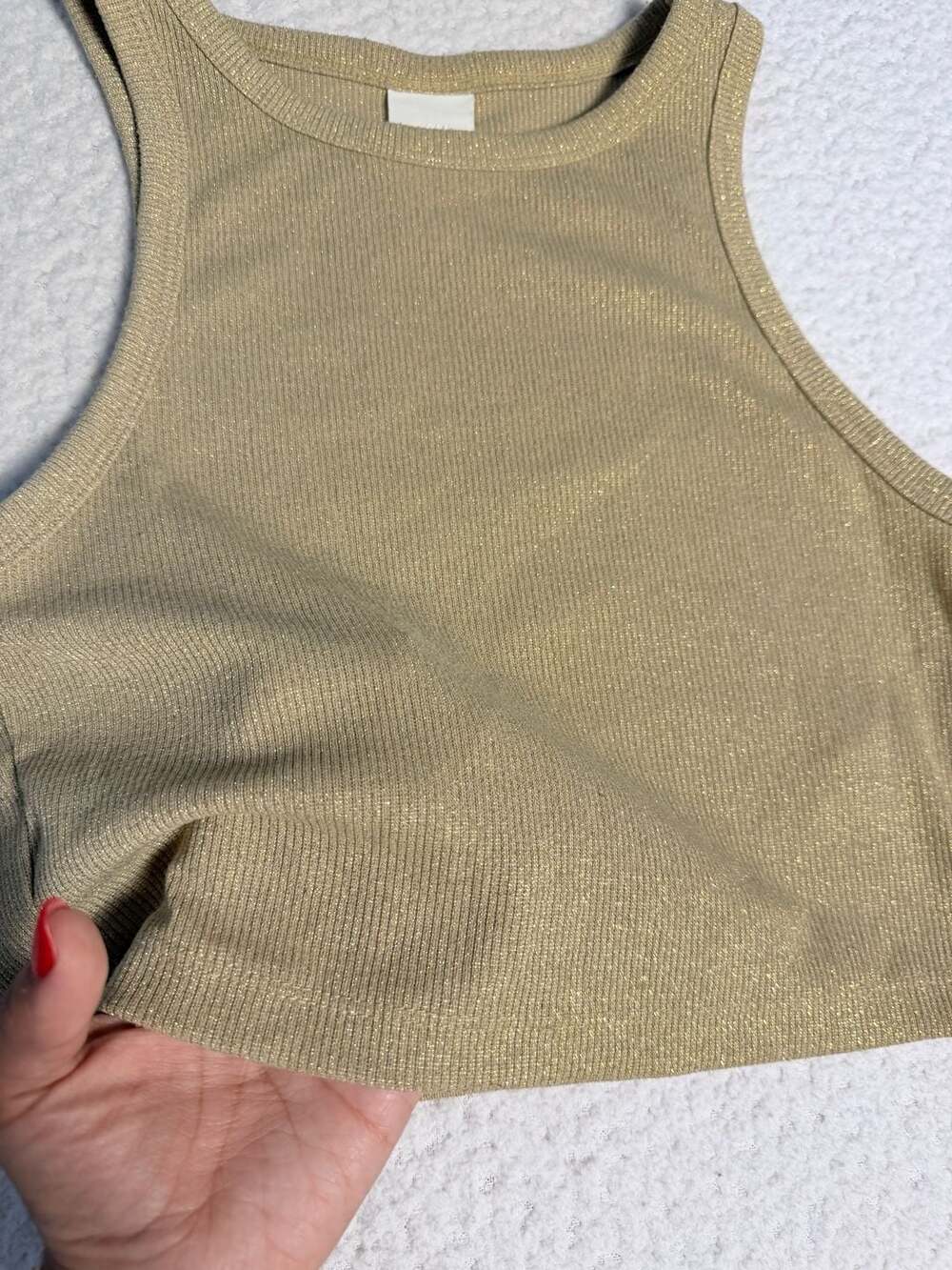 H&M Metallic Ribbed Cropped Tank Top - Picture 2 of 6